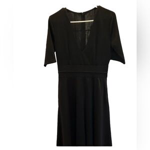 Black v-neck midi dress, size 8